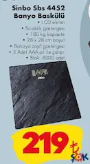 SİNBO SBS 4452 BANYO BASKÜLÜ